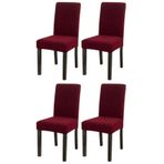 Bambu Nano Kumaş Likralı Sandalye Kılıfı Lastikli Yıkanabilir Esnek Sandalye Örtüsü 4’lü Set (Bordo)
