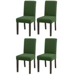 Bambu Nano Kumaş Likralı Sandalye Kılıfı Lastikli Yıkanabilir Esnek Sandalye Örtüsü 4’lü Set (Haki Yeşil)