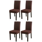 Bambu Nano Kumaş Likralı Sandalye Kılıfı Lastikli Yıkanabilir Esnek Sandalye Örtüsü 4’lü Set (Kahverengi)