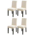 Bambu Nano Kumaş Likralı Sandalye Kılıfı Lastikli Yıkanabilir Esnek Sandalye Örtüsü 4’lü Set (Krem)
