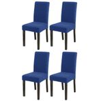 Bambu Nano Kumaş Likralı Sandalye Kılıfı Lastikli Yıkanabilir Esnek Sandalye Örtüsü 4’lü Set (Lacivert)