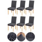 Bambu Nano Kumaş Likralı Yıkanabilir 6'lı Sandalye Kılıfı Lastikli Sandalye Örtüsü (6ADET) (Füme)