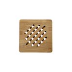 Bambu Nihale, Kare Şekilli, Çizgili Tasarım, Ahşap Malzeme, Tencere Tava Altlığı, 17 cm, Nemli Bezle Silinebilir