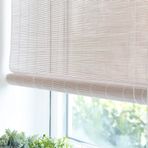 Bambu Roma Rulo Pencere Panjurları, Beyaz Güneşlik Drape Perde - Pencereler, Veranda, Sundurma için Işık Filtreleme Merdanesi - Doğal Ahşap İç Mekan Panjurları - Genişlik 50-140 cm (130 x 300 cm