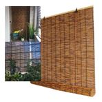 Bambu Roma Stor Perde Pencere için Retro Tarzı Doğal Karbonizasyon Tonları Kapalı Açık Karartma Kullanımı 105x150 cm
