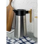 Bambu Saplı Çelik Termos - Bambu Saplı Çay Termosu - 2 Litre - 2 lt - Gümüş