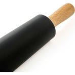 Bambu Saplı Silikon Merdane, Siyah/ahşap, 43 Cm, Dayanıklı ve Şık Tasarım - Ahşap - Rebab