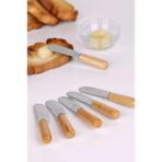 Bambu Saplı Tereyağı Reçel Çikolata Bıçağı Mini Spatula 6 Adet - Ahşap