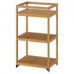 Bambu Servis Arabası 42x33x76 cm MeridyenDukkan Banyo Düzenleyici-Raf Ünitesi Tekerlekli
