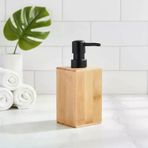 Bambu Sıvı Sabunluk | Ahşap El Sabunu, Losyon Şampuan Dispenseri | Banyo, Mutfak Lavabo Düzenleyici (255Ml) | Kare Bambu Sıvı Sabunluk | Mat Siyah Ahşap Sabun Şişe