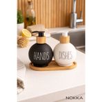 Bambu Stantlı Sıvı Sabunluk Seti Top Model 500 Ml