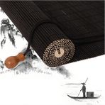 Bambu stor perde, iç/dış mekan/bahçe için, doğal ve retro tarz, karartma, katlamalı stor perde, 175,3 x 299,7 cm