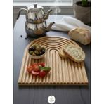 Bambu Sunum ve Kesme Tahtası, Renkli Gökkuşağı Dekoru, Çok Amaçlı Kullanım - Ahşap - Ceviz - Seçenek 1