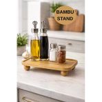 Bambu Sunumluk Stand – Yağlık & Baharatlık Organizer, Tezgah Üstü Çok Amaçlı Bambu Stand