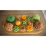 Bambu Tabakta Sukulent Bahçesi Soya Wax Mum Set - 1 Adet