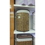 Bambu Tek Bölmeli Yuvarlak Leopar Görünümlü Çamaşır Sepeti 100 x 100 Kahverengi 99+ L