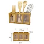 Bambu Tezgah Üstü 3'lü Kaşıklık Bıçaklık I Tezgah Üstü Dekoratif Kaşıklık 3 Bölmeli I 26X13CM