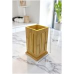 Bambu Tezgah Üstü Dekoratif Kare Dik Kaşıklık, Mutfak Tezgah Üstü Düzenleyici 16 cm (vivatti) Kahverengi 10 x 16.5