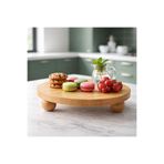 Bambu Top Mantar Ayaklı Yuvarlak Sunumluk 25x25 cm – Şık Pasta & Tatlı Servis Tabağı Kahverengi 25 x 25