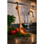 Bambuland Bambu Ahşap Lüks Kepçe - 26 cm Doğal Sos ve Çorba Servis Kaşığı