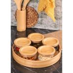 Bambum atbyhome Duo 300ml 5'li Tepsili Bambu Silikonlu Kapaklı Hava Aldırmaz Cam Kahvaltılık