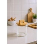 Bambum Ciri - Bambu Kapaklı Baharatlık 12 cm - Şeffaf - 1 Parça - 800 ml