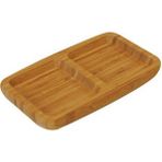Bambum Ganberi 2 Bölmeli Çerezlik & Sosluk Tek Parça Bambu Malzeme ile Şık Tasarım 33 x 13 x 1.7 cm - 1 Adet