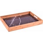 Bambum Marbella Mermer Desenli Tepsi - Siyah/40 cm