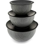 Bambum Rose Wood Antrasit 3'lü Metal Karıştırma Kabı