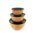 Bambum Rose Wood Kahverengi 3'lü Metal Karıştırma Kabı