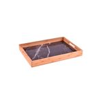 Bambum Siyah Mermer Desenli Marbella 35x23 cm Küçük Tepsi