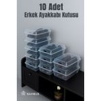 Bambus Home 10'lu Şeffaf Plastik Erkek Ayakkabı Kutusu Dayanıklı ve Pratik Kullanım Özelliğiyle - Şeffaf 10'lu