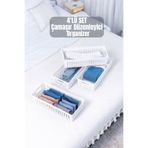 Bambus Home 4'lü Beyaz Dolap Içi Düzenleyici Organizer Set - Çok Amaçlı Çekmece Içi Organizer