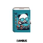 Bambus Home Ahşap Baskılı Dekoratif Hatıra/anı Saklama Kutusu Kilitli Kitap Kumbara Mavi