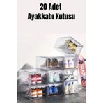 Bambus Home Şeffaf 20LI Çok Amaçlı Ayakkabı ve Düzenleme Kutusu – Modüler Saklama Düzenleme Kutusu Demonte - ŞEFFAF20