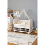 Bamgidoo Ahşap Anne Yanı Yeni Doğan Bebek Beşik 60x120 Krem Prens ( Erkek ) Uyku Seti Yatak