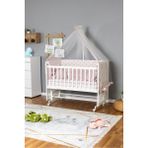 Bamgidoo Ahşap Bebek Beşiği Beyaz 70X130-PEMBE Tekerlekli Doğal Malzeme ile Ergonomik Yapı - Viyana