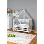 Bamgidoo Ahşap Beşik Anne Yanı Beşik Beyaz 60X120 - Gri Balina Uyku Seti + Yataklı