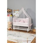 Bamgidoo Ahşap Beşik Anne Yanı Beşik Beyaz 60X120 - Pembe Balina Uyku Seti Yatak Tekerlekli - Slate Grey