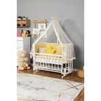 Bamgidoo Ahşap Beşik Anne Yanı Beşik Beyaz 60x120 Sarı Yıldız Uyku Seti Yatak