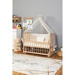 Bamgidoo Ahşap Beşik Anne Yanı Beşik Organik (BOYASIZ) 60x120 - Krem Prens (ERKEK) Uyku Seti Yatak