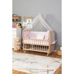 Bamgidoo Ahşap Beşik Anne Yanı Beşik Organik (Boyasız) 60X120 - Pembe Prenses Uyku Seti Yatak Tekerlekli - Kahve - Kahverengi