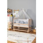 Bamgidoo Ahşap Doğal Beşik Anne Yanı Beşik Organik (BOYASIZ) 60x120 - Gri Balina Uyku Seti Yatak
