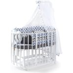 Bamgidoo Ahşap Lake Beyaz Renk Play Stokke 7 in 1 Sepet Beşik, Anne Yanı Beşik, Karyola, Alt Değiştirme Sehpası, Masa, Sandalye - Mavi Yıldız Uyku Seti & Soft Yatakları