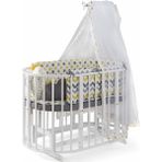 Bamgidoo Ahşap Lake Beyaz Renk Play Stokke 7 in 1 Sepet Beşik, Anne Yanı Beşik, Karyola, Alt Değiştirme Sehpası, Masa, Sandalye - Sarı Yıldız Uyku Seti & Soft Yatakları