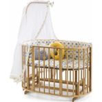Bamgidoo Ahşap Meşe Renk Play Stokke 7 in 1 Sepet Beşik, Anne Yanı Beşik, Karyola, Alt Değiştirme Sehpası, Masa, Sandalye - Sarı Yıldız Uyku Seti & Soft Yatakları
