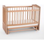 Bamgidoo Ahşap Organik Dört Tekerlekli Beşik Anne Yanı Beşik 3 Kademeli Lüx Bebek Beşiği 60 x 120 cm ve Soft Fermuarlı Terletmez Kumaşlı Yatak - Krem