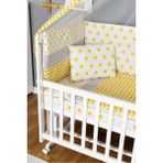 Bamgidoo Anne Yanı Bebek Beşiği Ahşap Beşik 70X130 - Sarı Yıldız 1 Yastıklı Uyku Seti Yataklı Tekerlekli - 80 x 130 cm