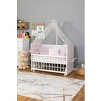 Bamgidoo Doğal Ahşap Bebek Beşik Anne Yanı Beşik Beyaz 60x120 Pembe Prenses (KIZ) Uyku Seti Yatak