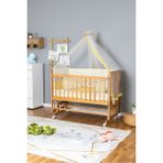 Bamgidoo Doğal Anne Yanı Yeni Doğan Bebek Beşiği Vernikli 70X130 - Sarı Yıldız 1 Yastıklı Uyku Seti - Beyond Graphite